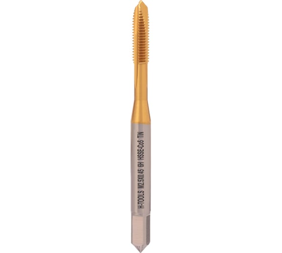 Метчик машинный H-Tools М 2.5 шаг 0.45мм DIN371 HSSE-TiN 6h 113X01-C4-0025