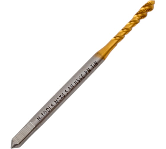 Метчик машинный спиральный H-Tools М3 шаг 0.5мм DIN371 HSSEPM-TiN 6h 30131THT