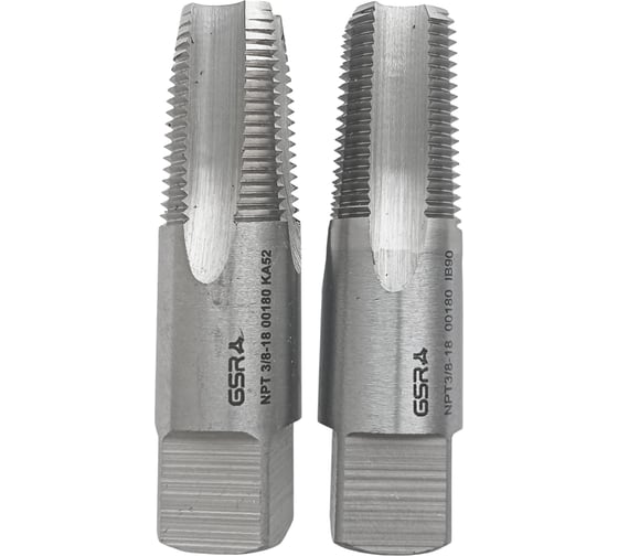 Ручные метчики GSR NPT 3/8-18 комплект 2 шт HSSG DIN 2184-2 для глухих и сквозных отверстий B00181040