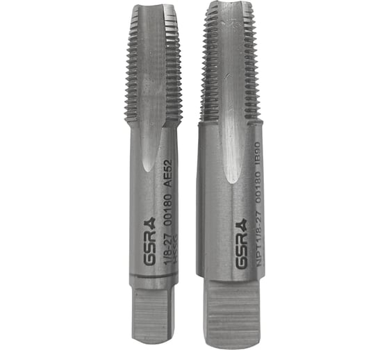 Ручные метчики GSR NPT 1/8-27 комплект 2 шт HSSG DIN 2184-2 для глухих и сквозных отверстий B00181020