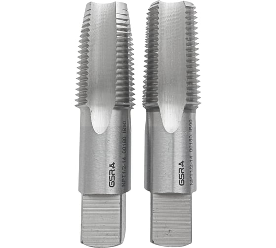 Ручные метчики GSR NPT 1/2-14 комплект 2 шт HSSG DIN 2184-2 для глухих и сквозных отверстий B00181050
