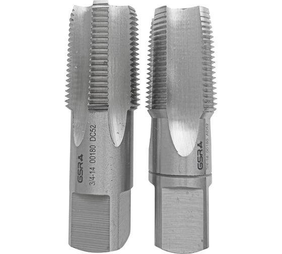 Ручные метчики GSR NPT 3/4-14 комплект 2 шт HSSG DIN 2184-2 для глухих и сквозных отверстий B00181060