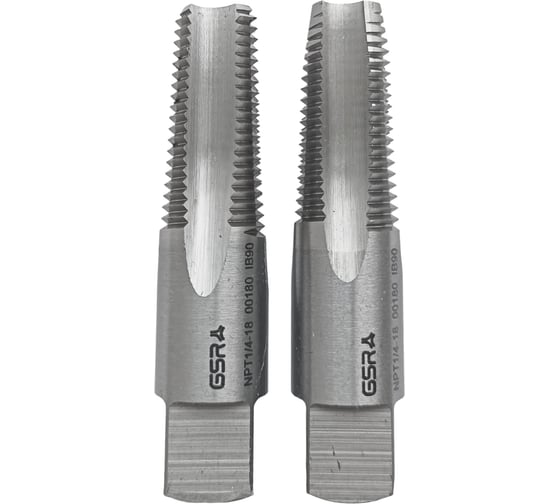 Ручные метчики GSR NPT 1/4-18 комплект 2 шт HSSG DIN 2184-2 для глухих и сквозных отверстий B00181030