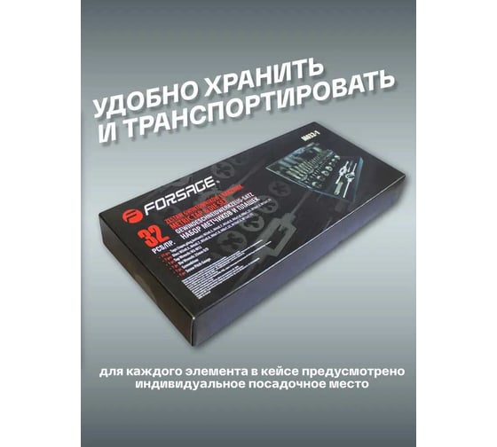 Набор метчиков и плашек Forsage 32 пр в металлическом кейсе 48309 F-M032-1 F-M032-1(48309)