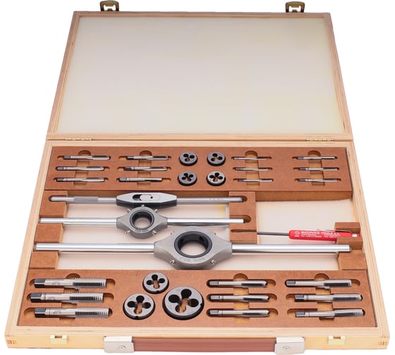 Набор метчиков и плашек Bucovice Tools M3-M12 115CrV3 34 предмета 310128