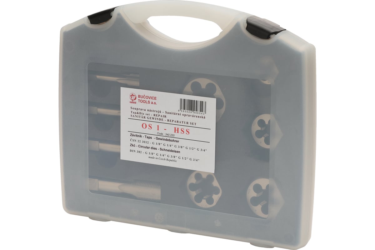 Резьбонарезной набор Bucovice Tools OS-1 HSS, 10 предметов, трубная ...