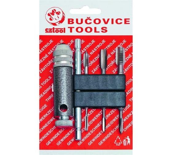 Набор метчиков-бит Bucovice Tools BIT4 M3-M10, HSS, с цанговым воротком 948410