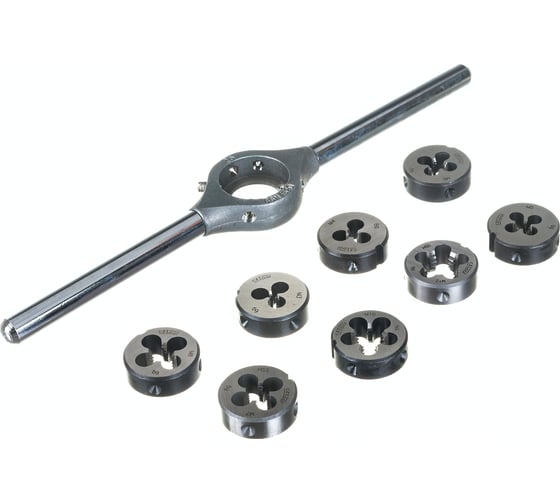Резьбонарезной набор Bucovice Tools MINI-1, 9 предметов, плашки M3-M12, на блистере 330129 1