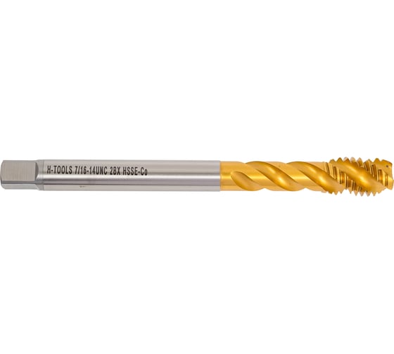 Метчик машинный с винтовой канавкой H-Tools UNC 7/16 - 14 DIN376 HSSE-TiN 75720ETHT