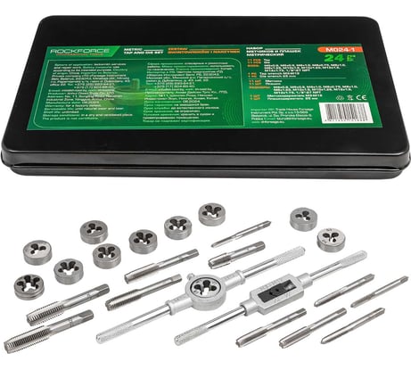 Набор метчиков и плашек Rockforce метрический 24 предметов RF-M024-1(10457)