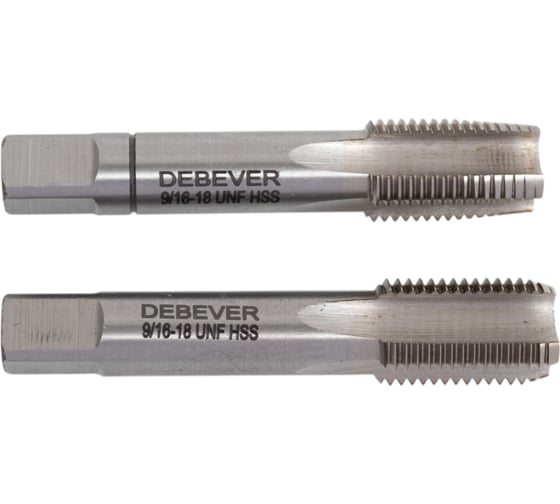 Комплект ручных метчиков Debever Machining Solutions UNF 9/16-18, HSS, DIN 351, ISO2 / 6H DB-3559618 1