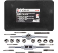 Набор метчиков и плашек Forsage 20 предметов, в металлическом кейсе 8765 F-M020-1 F-M020-1(8765)