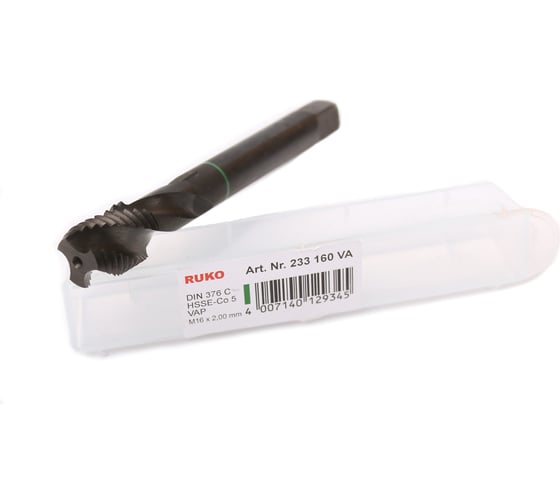Машинный метчик Ruko М 16 Шаг 2.0 мм HSSE-VAP 233160VA