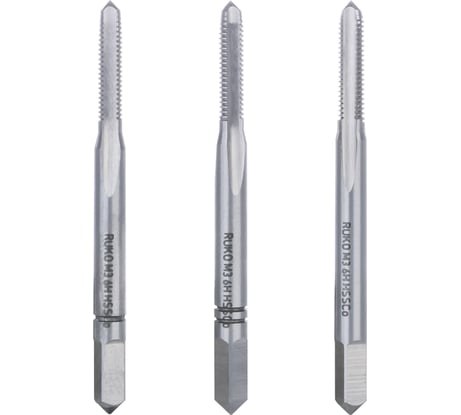 Набор метчиков Ruko из 3-х шт. М 3 Шаг 0.5 мм HSSE-Co5 230030E