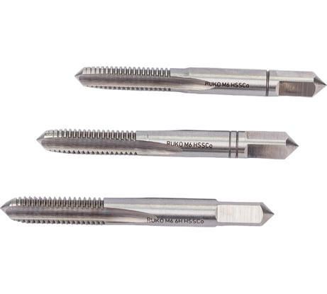 Набор метчиков Ruko из 3-х шт. М 6 Шаг 1.0 мм HSSE-Co5 230060E