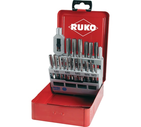 Набор метчиков Ruko М3-М12 мм HSSE-Co5 22пр 245002E