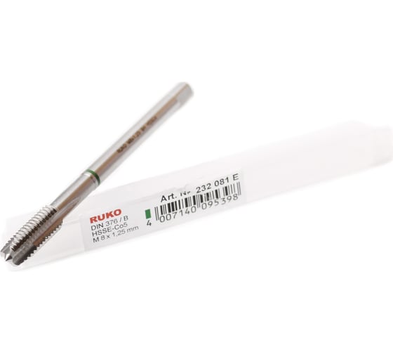 Машинный метчик Ruko М 8 Шаг 1.25 мм HSSE-Co5 232081E