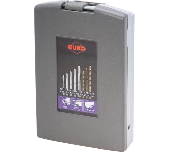 Набор машинных метчиков Ruko M3-М12 мм HSSE-Co5 14пр 245051RO