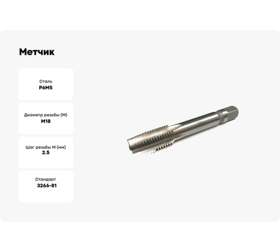 Метчик Modern T м/р М18x2,5 Р6М5 112393