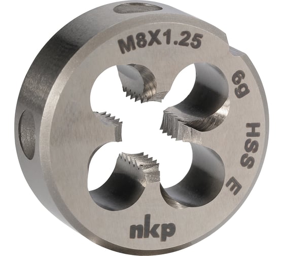 Плашка NKP М8 шаг 1.25мм DINEN22568 HSSE 6g 25х9мм 188001-N2-0080