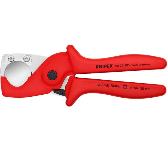 Труборез-ножницы для шлангов и защитных труб KNIPEX PlastiCut 25 мм, L-185 мм, подвес KN-9020185SB