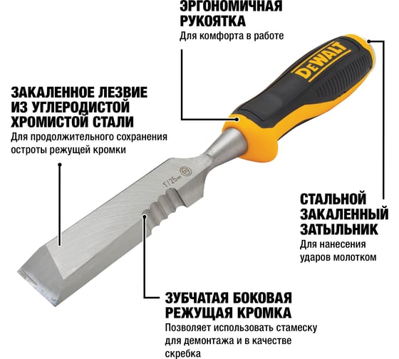 Стамеска DEWALT лезвие с дополнительной режущей кромкой, 25 мм DWHT0-16065