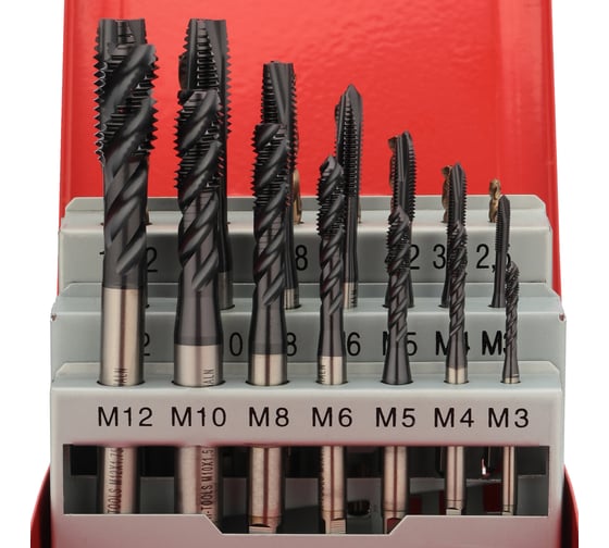 Набор машинных метчиков H-Tools M3-M12 HSSE-TiALN DIN371/376 + сверла 21пр 245054FHT