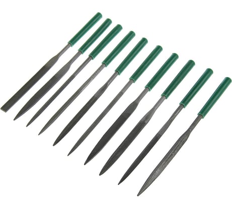 Набор надфилей TUNDRA 80 х 180 х 5 мм, обрезиненные рукоятки, 10 шт. 2292070