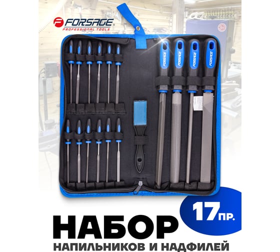 Набор напильников и надфилей разнопрофильных Forsage 17пр в чехле F-5056W(60327)