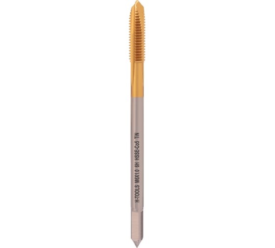 Метчик машинный H-Tools М6 шаг 1.0мм DIN376 HSSE-TiN 6h 80мм a=3.4 113X01-D2-0060 1