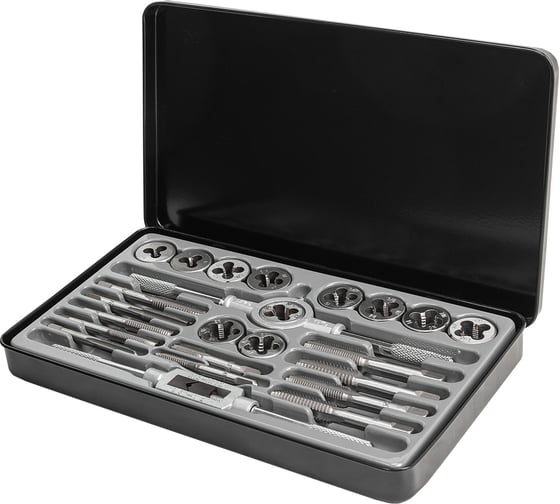 Набор метчиков и плашек дюймовый Rockforce 24 предмета (1/4", 5/16", 3/8", 7/16", 1/2"), в металлическом кейсе RF-M024-2(10458)