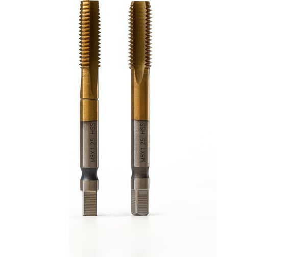 Метчик Advancetool м/р М8x1,25 (комп 2шт) HSS6542 (Р6М5) c TiN покрытием 6h ГОСТ 3266-81 ADT-М08125ГТКТ 1