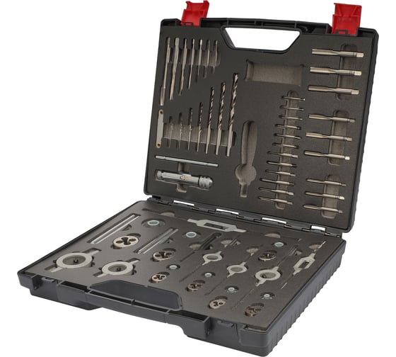 Набор метчиков и плашек H-Tools M3-M12 HSS-G 52пр 491060HT 1