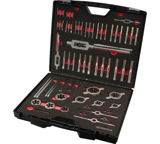 Набор метчиков и плашек H-Tools M3-M24 HSS-G 64пр 340240HT