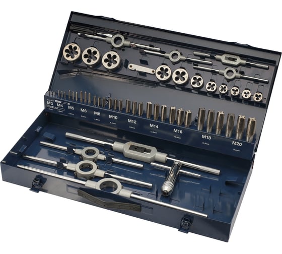 Набор метчиков и плашек H-Tools M3-M20 HSS-G 54пр 245040HT