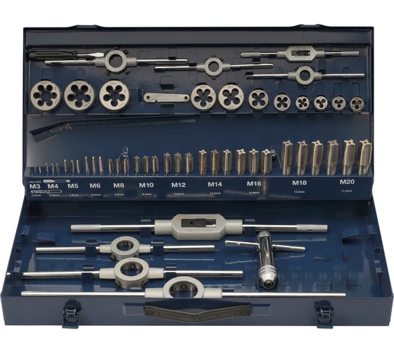 Набор метчиков и плашек H-Tools M3-M20 HSS-G 54пр 245040HT