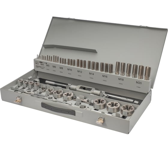 Набор метчиков и плашек H-Tools M3-M20 HSS-G 56пр 08331040