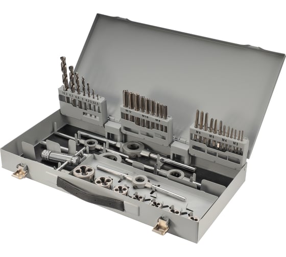 Набор метчиков и плашек H-Tools M3-M12 HSS-G 45пр 08331030 1