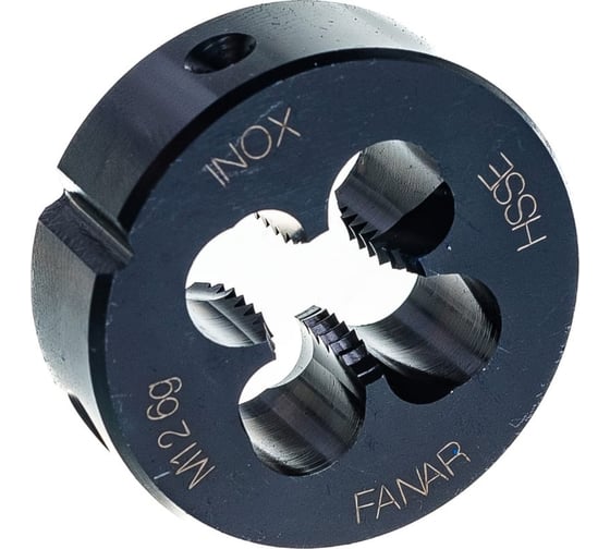 Плашка для труднообрабатываемых сталей FANAR М 12 х 1,0 6g HSSE INOX DIN 22568/N2-188001-0123/ 037883