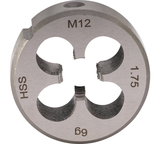 Плашка H-Tools М12 шаг 1.75мм DINEN22568 HSS 6g 38х14мм 240120HT
