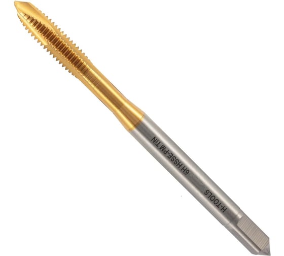 Метчик машинный H-Tools М 2.5 шаг 0.45мм DIN371 HSSEPM-TiN a=2.1 30030THT 1
