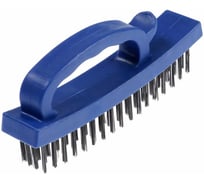 Металлическая ручная щетка ТУНДРА закаленная проволока, пластиковая с рукояткой, 4-рядная 3110017