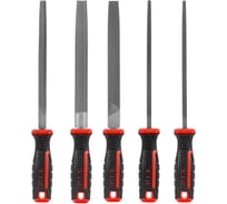 Набор напильников P.I.T. с двухкомпонентной рукояткой №2, 300/200 мм, 2-я насечка, 5 шт. HSET03-0005