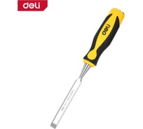 Плоская стамеска DELI 14мм DL6214-E1 Стамеска плоская 14мм DL6214-E1 (CrV сталь, рабочая длина 140мм, угол заточки 25 град, прорезиненная рукоять) 179418