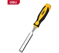 Плоская стамеска DELI 22мм DL6222-E1 (CrV сталь, рабочая длина 140мм, угол заточки 25 град, прорезиненная рукоять) 179421