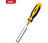 Плоская стамеска DELI 19мм DL6219-E1 (CrV сталь, рабочая длина 140мм, угол заточки 25 град, прорезиненная рукоять) 179420
