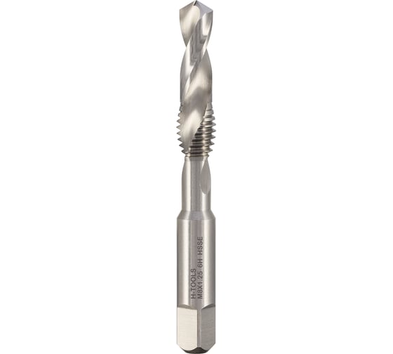 Метчик комбинированный H-Tools М8, шаг 1.25 мм, HSSE, 6h, 72 мм, a=6.2 133080EHT