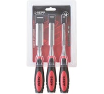 GREPP Набор стамесок 3 шт. (8 мм, 16мм, 22 мм) двухкопонентная обрезиненная рукоятка /20 208-001