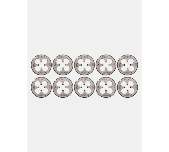 Плашка РОСИНСТРУМЕНТ 10 шт, М 12x1.5, ГОСТ 9740-71, 9ХС 4261215UP