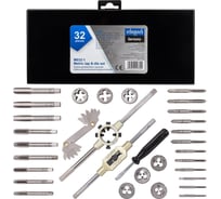Набор метчиков и плашек Scheppach 32 предмета (М3x0.5,М4x0.7,М5x0.8,М6x1,М8x1.25,М10x1.5,М12x1.75) Sch-M032-1(64902)